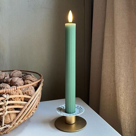 Castiron with green leaves for candles - ø 2,3 cm