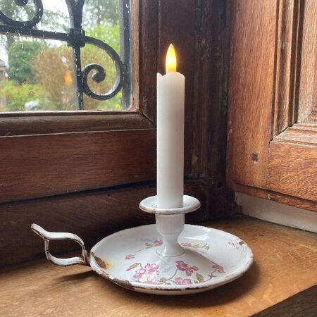 LED white wax taper candle - H 15CM
