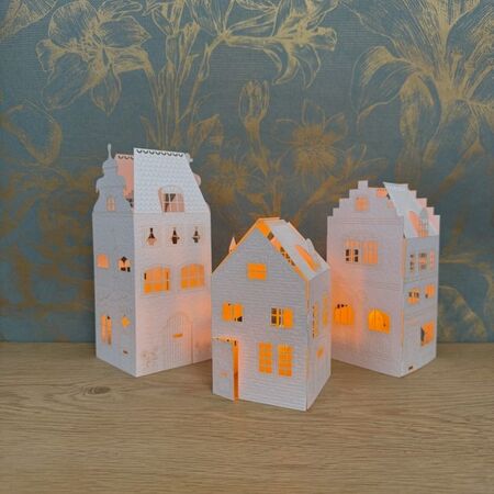 Paper house Candle Holder - H 15cm