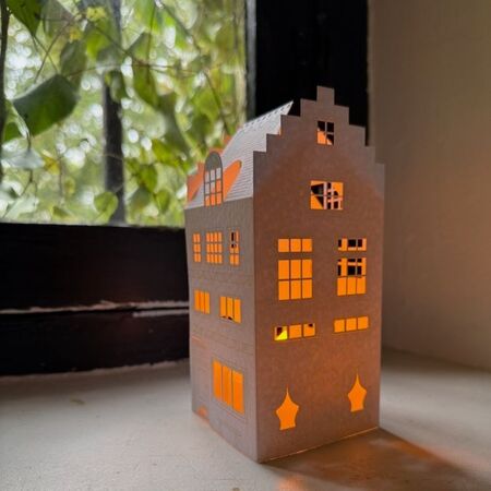 Paper house Candle Holder - H 15cm