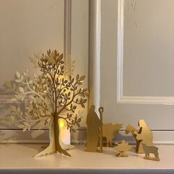 Nativity Scene made in gold paper