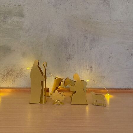 Nativity Scene made in gold paper