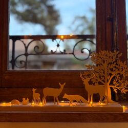 Scénette Lumineuse Animaux - Or