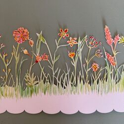 Centre de table Fleurs en papier - Rouge et Jaune