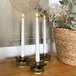 2 Bougies Flambeaux LED Prestige Blanc - H29cm