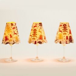 3 abat-jour papier pour verre à pied - Cerf et sapin