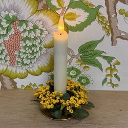 Wreath for candles - yellow Gypsophila ø 3 cm