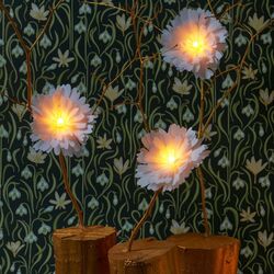 3 luminous LED flowers - white peonies