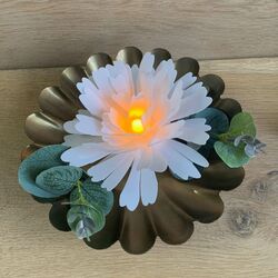 3 luminous LED flowers - white peonies
