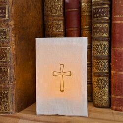 Photophore Led - Croix dorée