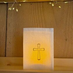 Photophore Led - Croix dorée