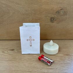 Photophore Led - Croix dorée