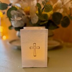 Photophore Led - Croix dorée