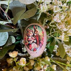 Œuf de Pâques Lapins 1 - hauteur 9 cm