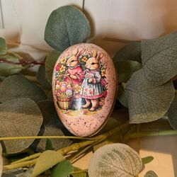 Easter Egg made in paper - Rabbits 3 - h 9 cm