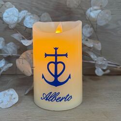 Ivory wax led candle for customization - religious ceremonies - Ø 7,5 cm H 12,5 cm