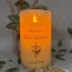 Ivory wax led candle for customization - religious ceremonies - Ø 7,5 cm H 12,5 cm