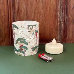 LED candle holder white cranes  Ø 8CM - H 9CM