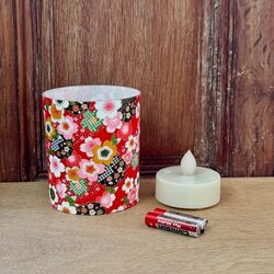Photophore LED Fleurs Rouges - Ø 8CM - H 9CM