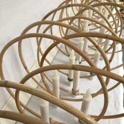 Cercle eucalyptus, faon et chandelle LED - Ø 30 cm