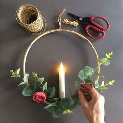 Cercle épi de blé et chandelle LED - Ø 40 cm