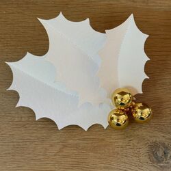 White Holly leaves and gold balls Clip