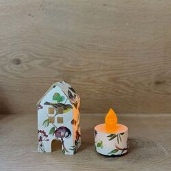1 Led paper house - H 8 cm - Birds