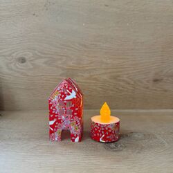 1 Led paper house - H 8 cm - Japanese Cranes