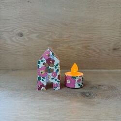 1 Led paper house - H 8 cm - Liberty® Betsy Pink