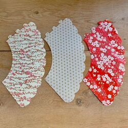 3 Japanese paper lampshades - Coral and Gold