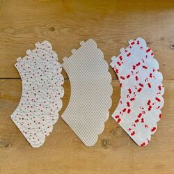 3 red Japanese paper lampshades - Red Flowers and Fishes