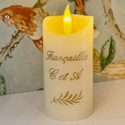 Bougie LED cire personnalisable Ø 5 cm H 11 cm - MARIAGE <br />(texte et/ou motif)
