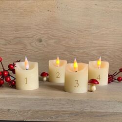 4 petites bougies LED de l'Avent en cire