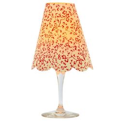 A LED Lamp made with a wineglass and a lamp shade - Red Flowers  | House Decoration