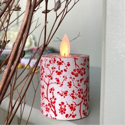 Bougie LED à Flamme Oscillante Cerisier Rouge - H5,2cm