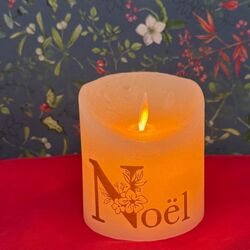Bougie de Noël LED cire ivoire - Noël Or