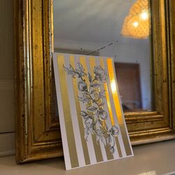 Postcard - 10 x 15 cm - Golden Stripes and Flowers