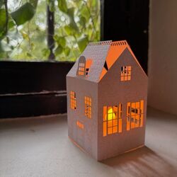 Paper house Candle Holder - H 12 cm