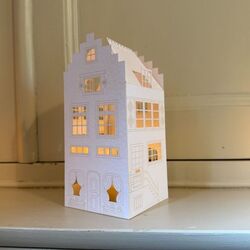 Paper house Candle Holder - H 15cm
