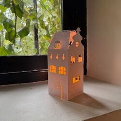 Paper house Candle Holder - H 18cm
