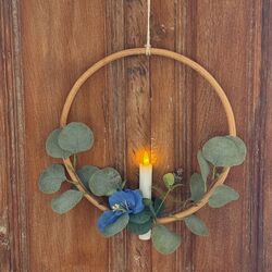 Cercle Cosmos bleu et chandelle LED - Ø 30 cm