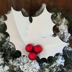 White Holly leaves and red balls Clip