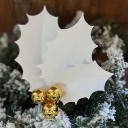 White Holly leaves and gold balls Clip
