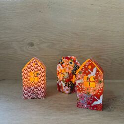 3 Led paper houses - Japanese papers