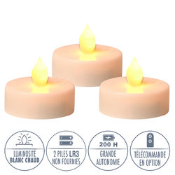 Bougies LED Flamme Vacillante – Effet Réaliste, Fondue Bordure – 3 Tailles (9.05, 8.07, 7.08 Cm) – Sécuritaires