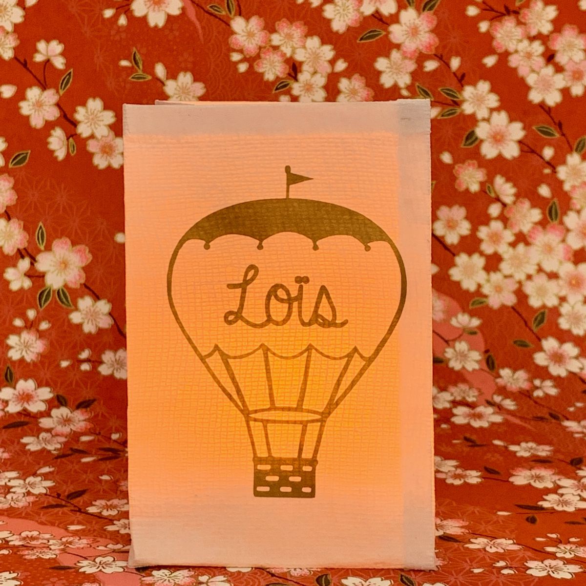 photophore led avec une montgolfière, cadeau de naissance 