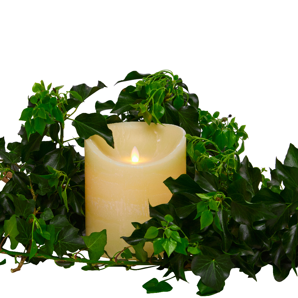 une bougie led XXL en cire avec la flamme qui bouge