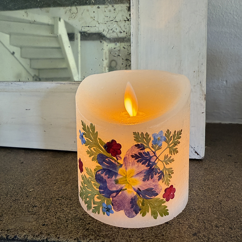 bougie led fleurs séchées création artisanale et unique 