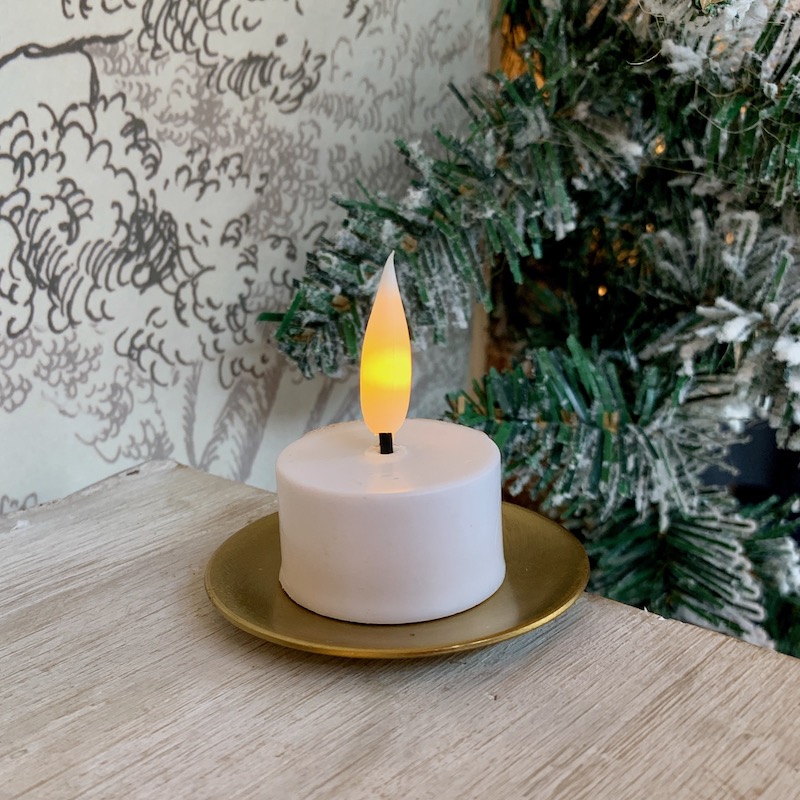 bougie de Noël minimaliste blanc et or