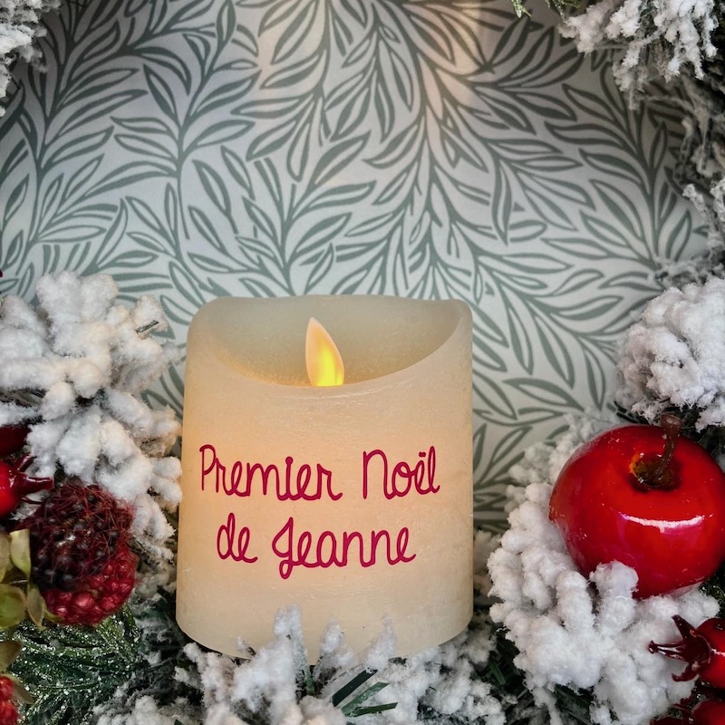 Cadeau de Noël pour un bébé, une bougie Led avec son prénom